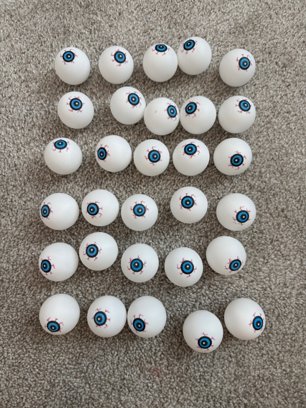 Novelty Eyeball Ping Pong Balls 30ct